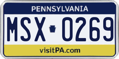 PA license plate MSX0269