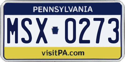 PA license plate MSX0273
