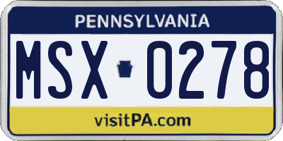 PA license plate MSX0278