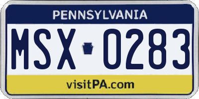 PA license plate MSX0283