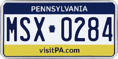 PA license plate MSX0284