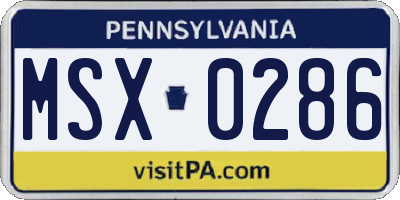 PA license plate MSX0286