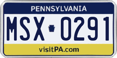 PA license plate MSX0291