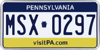 PA license plate MSX0297