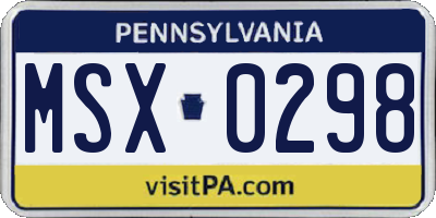 PA license plate MSX0298