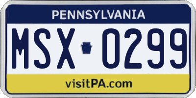PA license plate MSX0299
