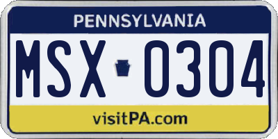 PA license plate MSX0304