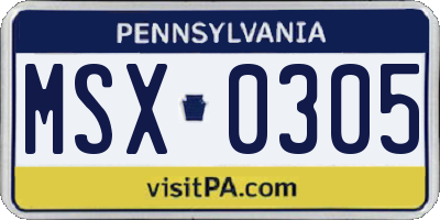 PA license plate MSX0305