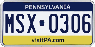 PA license plate MSX0306