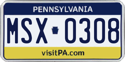 PA license plate MSX0308