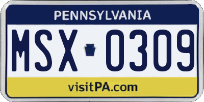PA license plate MSX0309