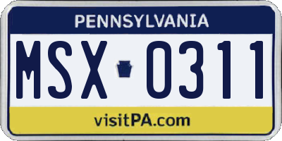 PA license plate MSX0311
