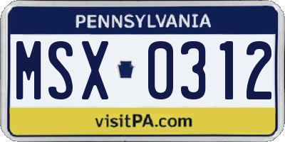 PA license plate MSX0312