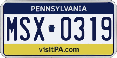 PA license plate MSX0319