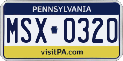 PA license plate MSX0320