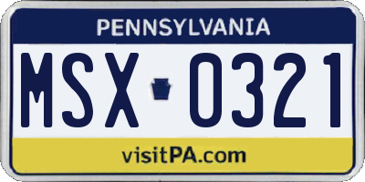 PA license plate MSX0321