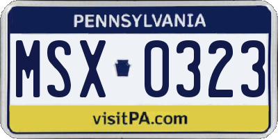 PA license plate MSX0323