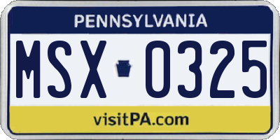 PA license plate MSX0325