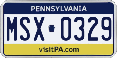 PA license plate MSX0329