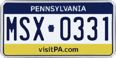 PA license plate MSX0331