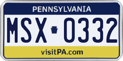 PA license plate MSX0332