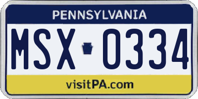 PA license plate MSX0334