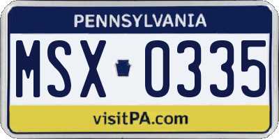 PA license plate MSX0335