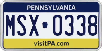 PA license plate MSX0338