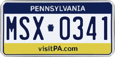 PA license plate MSX0341