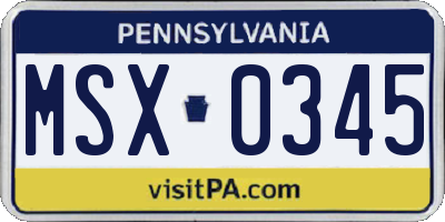 PA license plate MSX0345