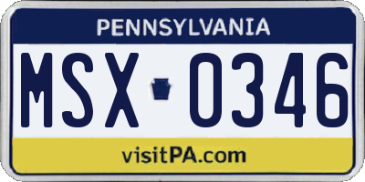 PA license plate MSX0346