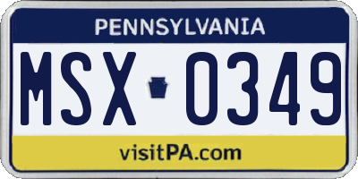 PA license plate MSX0349