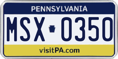 PA license plate MSX0350