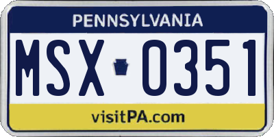 PA license plate MSX0351
