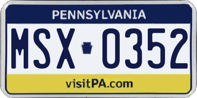 PA license plate MSX0352