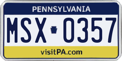 PA license plate MSX0357