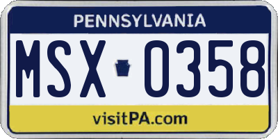 PA license plate MSX0358