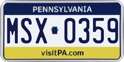 PA license plate MSX0359