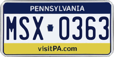 PA license plate MSX0363