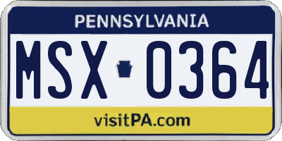 PA license plate MSX0364