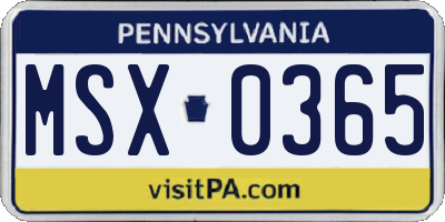 PA license plate MSX0365
