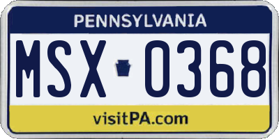 PA license plate MSX0368