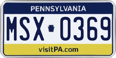 PA license plate MSX0369