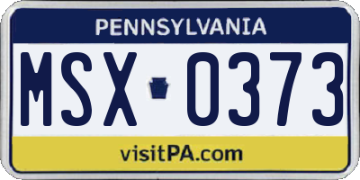 PA license plate MSX0373