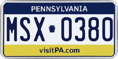 PA license plate MSX0380
