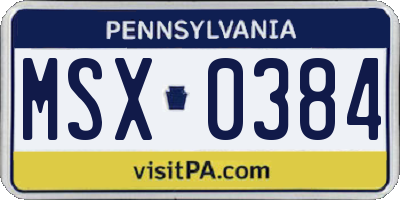 PA license plate MSX0384