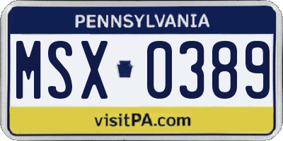 PA license plate MSX0389