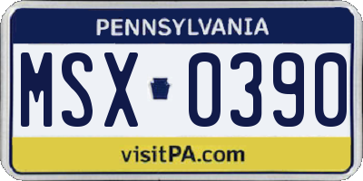 PA license plate MSX0390