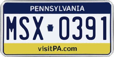 PA license plate MSX0391