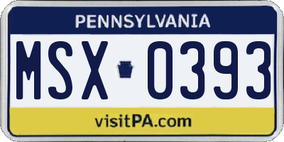 PA license plate MSX0393